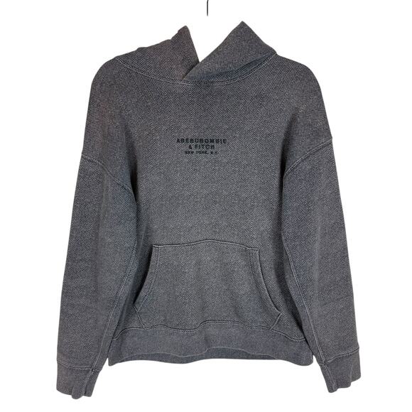 Abercrombie & Fitch Tops - Abercrombie & Fitch Hoodie Women XS Gray Chevron Fleece Lined Relaxed Pullover